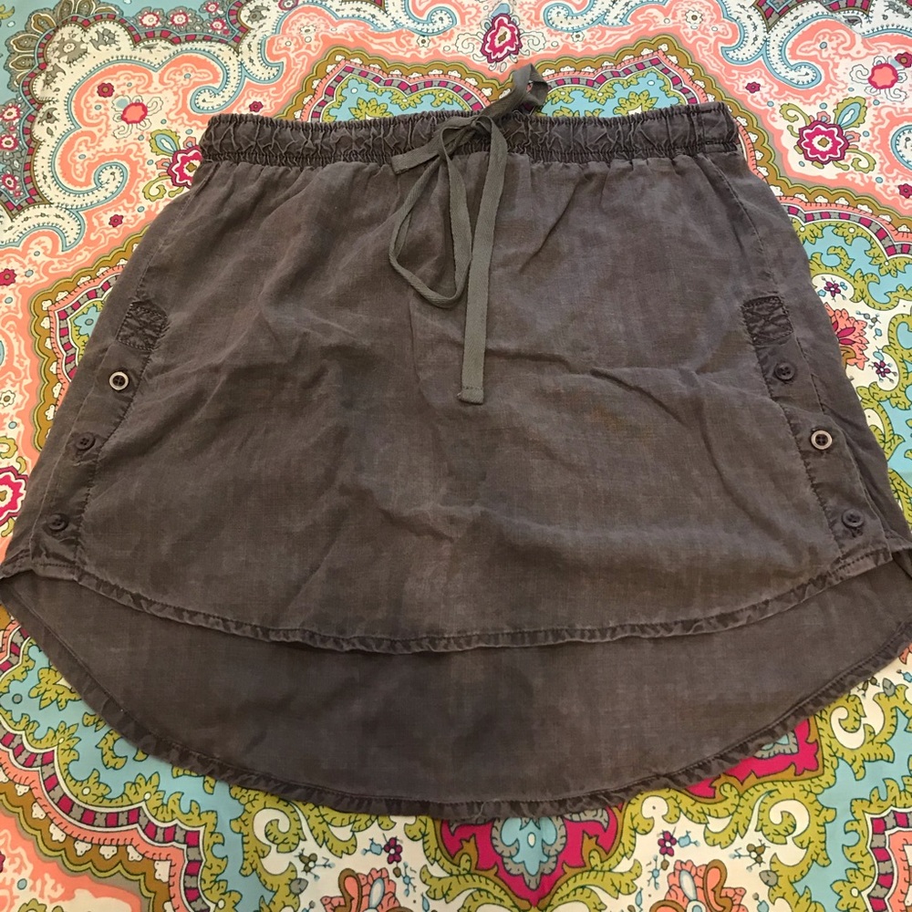 Anthropologie Gray Button Mini Skirt